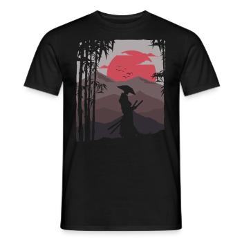 Artistique Samouraï Coucher de Soleil Bushido Nature Japonais - T-shirt homme - noir - Devant - AI Model Male 178 light (178cm)