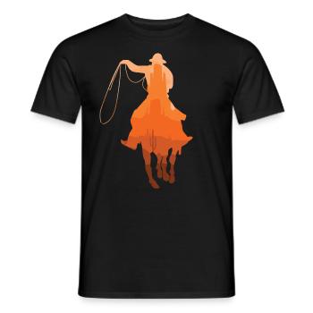 Cowboy Sunset Vintage Western Landschaft zu Pferd - Männer T-Shirt - Schwarz - Vorne - AI Model Male 178 light (178cm)