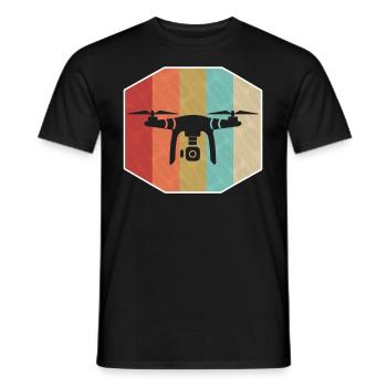 Vintage Retro Drone Pilote Quadcopter Robotique - T-shirt homme - noir - Devant - AI Model Male 178 light (178cm)