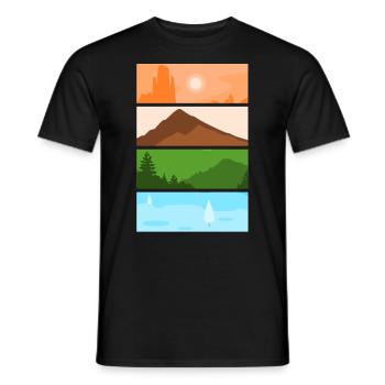 Artistic Nature Lover Outdoors Mountain Landscape - Men's T-Shirt - black - Front - AI Model Male 178 light (178cm)