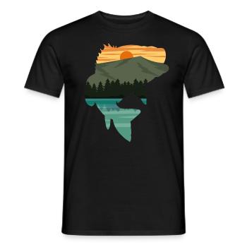 Angelliebhaber Natur Landschaft Barsch Fischer - Männer T-Shirt - Schwarz - Vorne - AI Model Male 178 light (178cm)