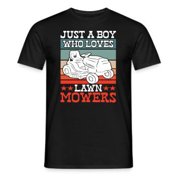 Just a Boy Who Loves Lawn Mowers Lawn Care - Men's T-Shirt - black - Front - AI Model Male 178 light (178cm)