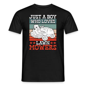 Just a Boy Who Loves Lawn Mowers Lawn Care - Men's T-Shirt - black - Front - AI Model Male 178 light (178cm)