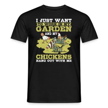 Work in My Garden Chickens hang out with me Hühner - Männer T-Shirt - Schwarz - Vorne - AI Model Male 178 light (178cm)