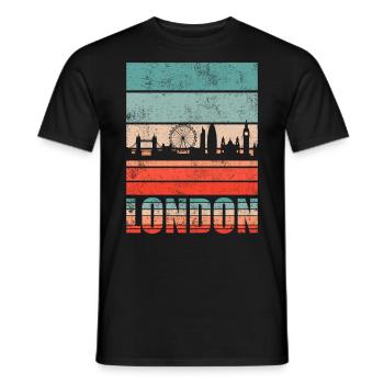 London Retro Skyline - Männer T-Shirt - Schwarz - Vorne - AI Model Male 178 light (178cm)