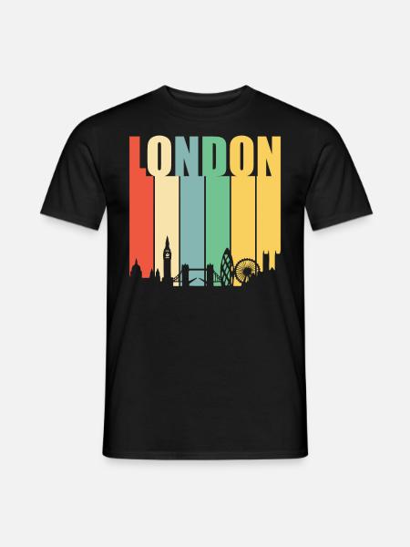 London Retro Vintage Skyline Stadt Heimat - Männer T-Shirt - Schwarz