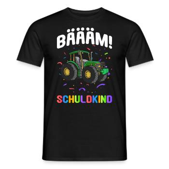 Einschulung Geschenk | Traktor Junge Geschenkidee - Männer T-Shirt - Schwarz - Vorne - AI Model Male 178 light (178cm)