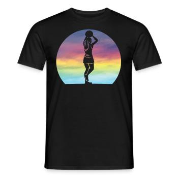 Netball Player Geschenk Retro Sonnenuntergang Netball Liebhaber - Männer T-Shirt - Schwarz - Vorne - AI Model Male 178 light (178cm)