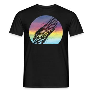 Mudding Retro Sunset Cute Mudding Tire Track ATV - Men's T-Shirt - black - Front - AI Model Male 178 light (178cm)