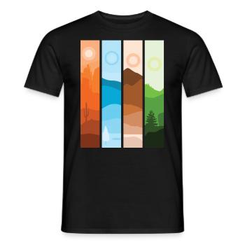 Artistic Nature Wilderness Mountain Landscape - Men's T-Shirt - black - Front - AI Model Male 178 light (178cm)