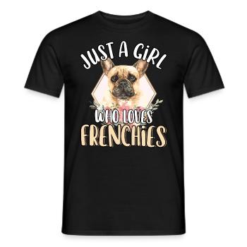 Juste une fille qui aime les Frenchies Mignon Français - T-shirt homme - noir - Devant - AI Model Male 178 light (178cm)