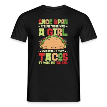 La fille aime les tacos - T-shirt homme - noir - Devant - AI Model Male 178 light (178cm)