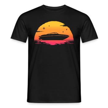 Sonnenuntergang Außenborder Motorboot Motorboot - Männer T-Shirt - Schwarz - Vorne - AI Model Male 178 light (178cm)