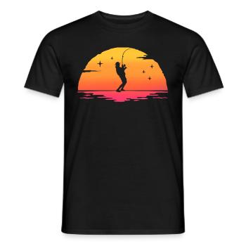 Sunrise Vintage Angeln T-Shirt Fischer Geschenk - Männer T-Shirt - Schwarz - Vorne - AI Model Male 178 light (178cm)