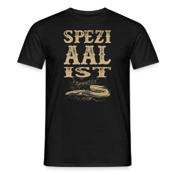 Lustige Angler Geschenke Spezialist Aal Angeln - Männer T-Shirt - Schwarz - Vorne - AI Model Male 178 light (178cm)