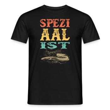 Lustige Angler Geschenke Spezialist Aal Angeln - Männer T-Shirt - Schwarz - Vorne - AI Model Male 178 light (178cm)