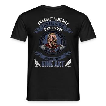 Wikinger Krieger Nordmann Nordische Mythologie Axt - Männer T-Shirt - Schwarz - Vorne - AI Model Male 178 light (178cm)