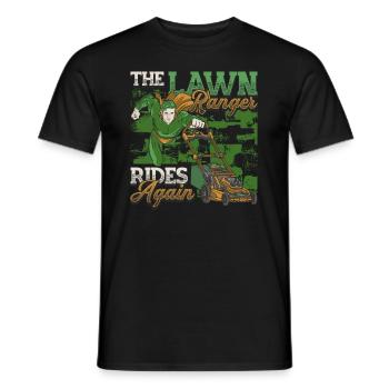 The Lawn Ranger Rides Again Lawn Care Lawn Mower - Men's T-Shirt - black - Front - AI Model Male 178 light (178cm)