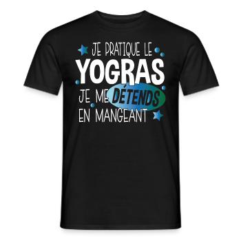 Yogras Yoga Détendre Manger Cadeau Humour Food - T-shirt homme - noir - Devant - AI Model Male 178 light (178cm)