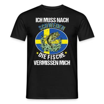 Ich Muss nach Schweden Angeln Angler Fischen Fisch - Männer T-Shirt - Schwarz - Vorne - AI Model Male 178 light (178cm)