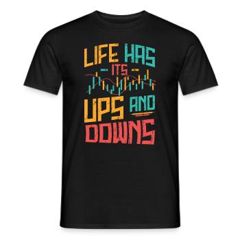 Les traders boursiers montent et descendent Investissements boursiers - T-shirt homme - noir - Devant - AI Model Male 178 light (178cm)