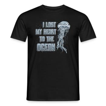 J’ai perdu mon cœur à cause des méduses de l’océan - T-shirt homme - noir - Devant - AI Model Male 178 light (178cm)