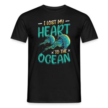 J’ai perdu mon cœur à cause des méduses de l’océan - T-shirt homme - noir - Devant - AI Model Male 178 light (178cm)