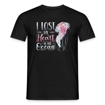 J’ai perdu mon cœur à cause des méduses de l’océan - T-shirt homme - noir - Devant - AI Model Male 178 light (178cm)
