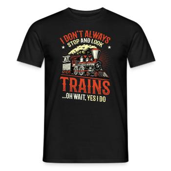 Halten Sie an und schauen Sie sich Züge an. - Männer T-Shirt - Schwarz - Vorne - AI Model Male 178 light (178cm)