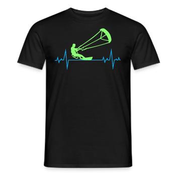 Kitesurfing Kiteboarding Kitesurf Heartbeat Pulse - Men's T-Shirt - black - Front - AI Model Male 178 light (178cm)