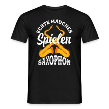 Echte Mädchen Spielen Saxophon - Männer T-Shirt - Schwarz - Vorne - AI Model Male 178 light (178cm)
