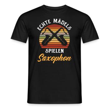 Echte Mädels Spielen Saxophon Geschenk - Männer T-Shirt - Schwarz - Vorne - AI Model Male 178 light (178cm)