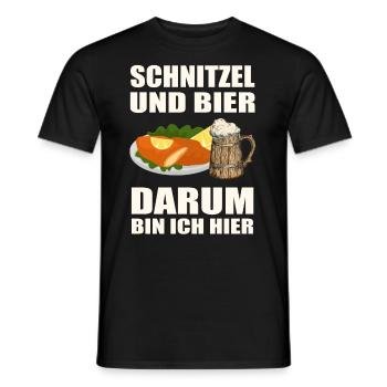 Schnitzel und Bier darum bin ich hier - Männer T-Shirt - Schwarz - Vorne - AI Model Male 178 light (178cm)