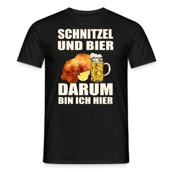 Schnitzel und Bier darum bin ich hier - Männer T-Shirt - Schwarz - Vorne - AI Model Male 178 light (178cm)