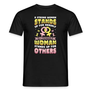Strong women stand up. - Men's T-Shirt - black - Front - AI Model Male 178 light (178cm)