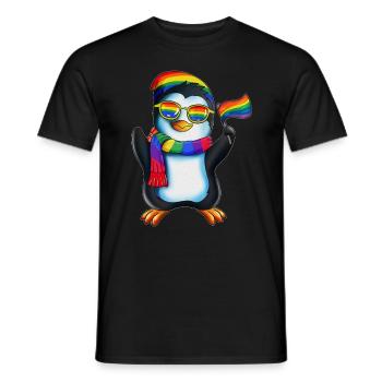 Pingouin LGBT Gay Homosexualité Lesbienne Arc-en-ciel - T-shirt homme - noir - Devant - AI Model Male 178 light (178cm)
