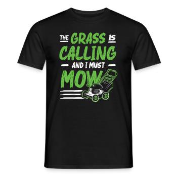L’herbe appelle et je dois tondre la tonte de la pelouse - T-shirt homme - noir - Devant - AI Model Male 178 light (178cm)