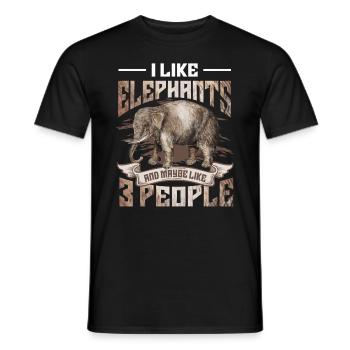 I Like Elephants And Maybe 3 People Elephant Lover - Men's T-Shirt - black - Front - AI Model Male 178 light (178cm)