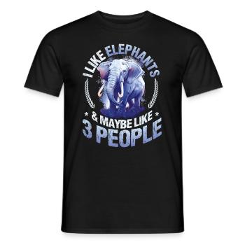 I Like Elephants And Maybe 3 People Elephant Lover - Men's T-Shirt - black - Front - AI Model Male 178 light (178cm)