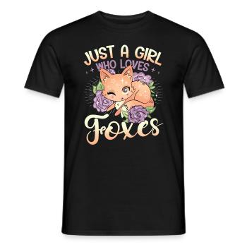 Just a girl who loves foxes - Fox Girls - Men's T-Shirt - black - Front - AI Model Male 178 light (178cm)