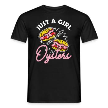 Just a Girl who Loves Oysters Austern - Men's T-Shirt - black - Front - AI Model Male 178 light (178cm)