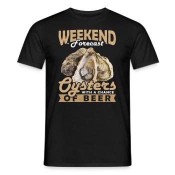 Weekend Forecast Oysters with a Chance of Austern - Men's T-Shirt - black - Front - AI Model Male 178 light (178cm)