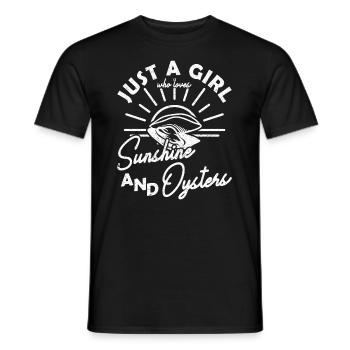 Just a Girl who Loves Sunshine and Oysters Austern - Men's T-Shirt - black - Front - AI Model Male 178 light (178cm)