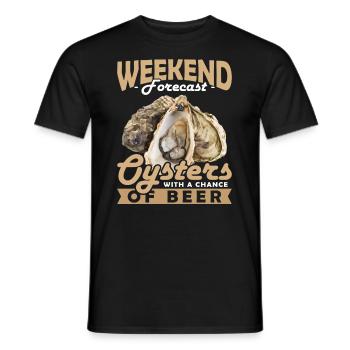 Weekend Forecast Oysters with a Chance of Austern - Men's T-Shirt - black - Front - AI Model Male 178 light (178cm)
