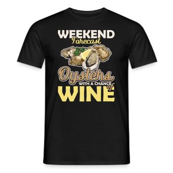 Weekend Forecast Oysters with a Chance of Austern - Men's T-Shirt - black - Front - AI Model Male 178 light (178cm)
