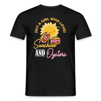 Just a Girl who Loves Sunshine and Oysters Austern - Men's T-Shirt - black - Front - AI Model Male 178 light (178cm)