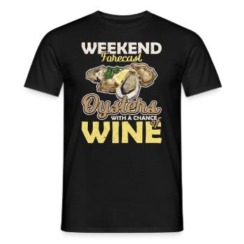 Weekend Forecast Oysters with a Chance of Austern - Men's T-Shirt - black - Front - AI Model Male 178 light (178cm)