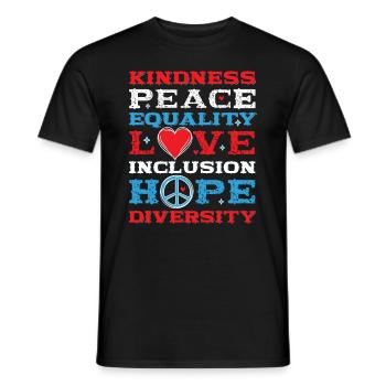 Vielfalt Gleichheit Liebe Frieden Menschenrechte - Männer T-Shirt - Schwarz - Vorne - AI Model Male 178 light (178cm)