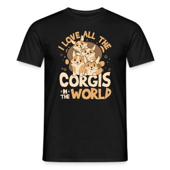 Ich liebe alle Corgis der Welt - Männer T-Shirt - Schwarz - Vorne - AI Model Male 178 light (178cm)