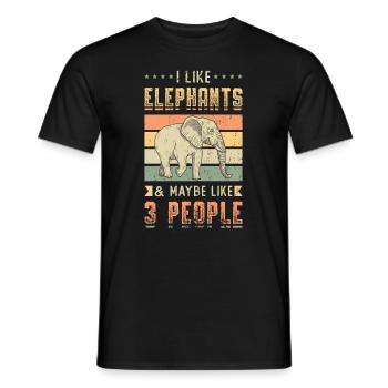 I Like Elephants And Maybe 3 People Elephant Lover - Men's T-Shirt - black - Front - AI Model Male 178 light (178cm)